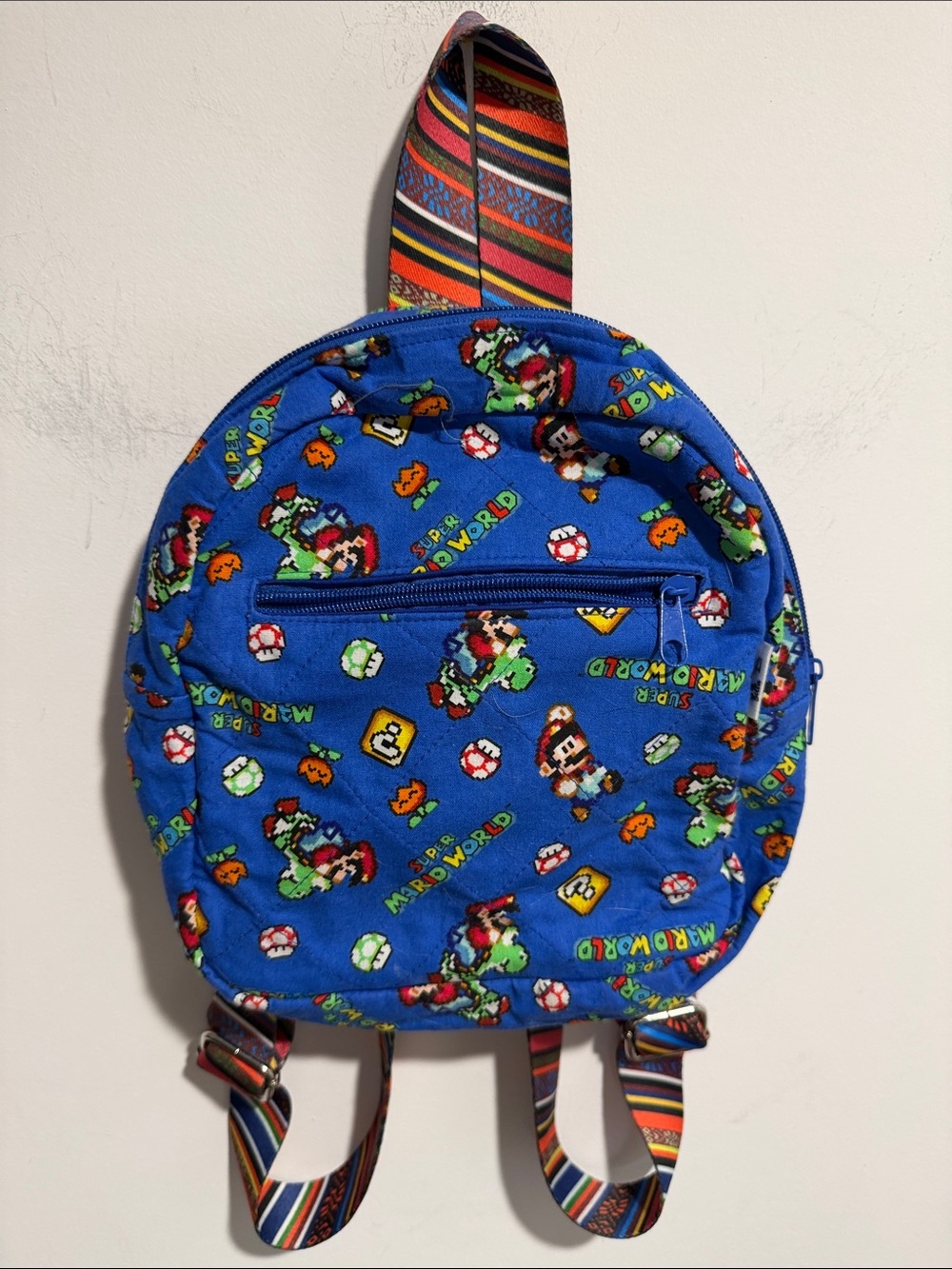 Kids Blue Super Mario World Mini Quilted Backpack